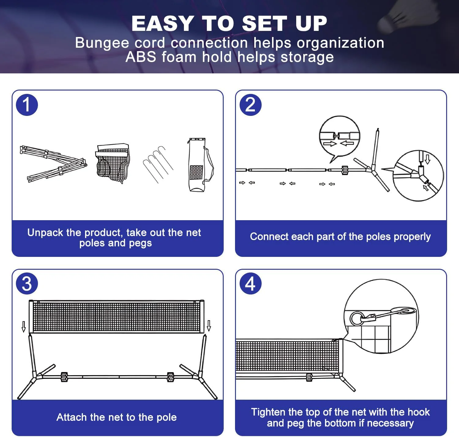Badminton Net - شبكة رياضية متعددة الاستخدامات من الصلب